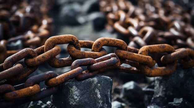 A chain with rusted chains on it