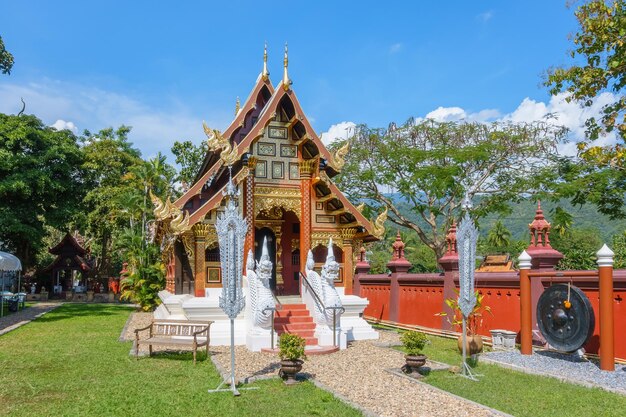 Chaing Mai Thailand November 18 2018 Lanna style chapel in Wat Ban Pong Temple in Hang Dong district