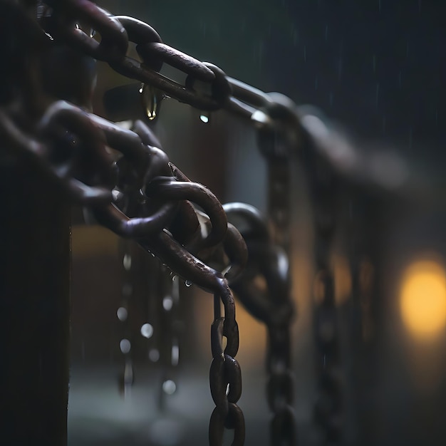 chains wet bokeh dark moody AI