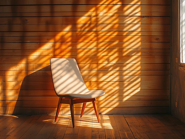椅子のシルエット 太陽の光 壁に投げた影 優雅な背景のクリエイティブな写真