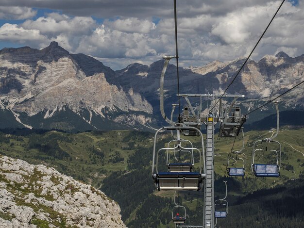 Chair cable lift in dolomites