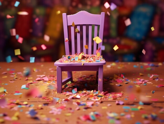 Chair Under Confetti