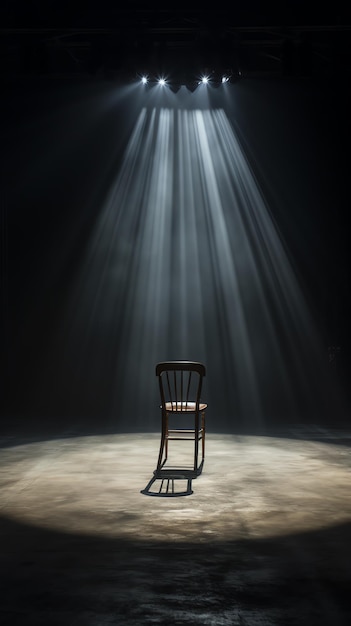 Photo a chair in a dark room with light shining through