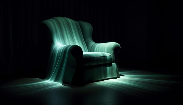 Photo a chair in the dark with a light shining on it