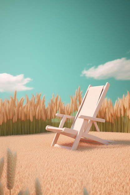 A chair in a field of wheat