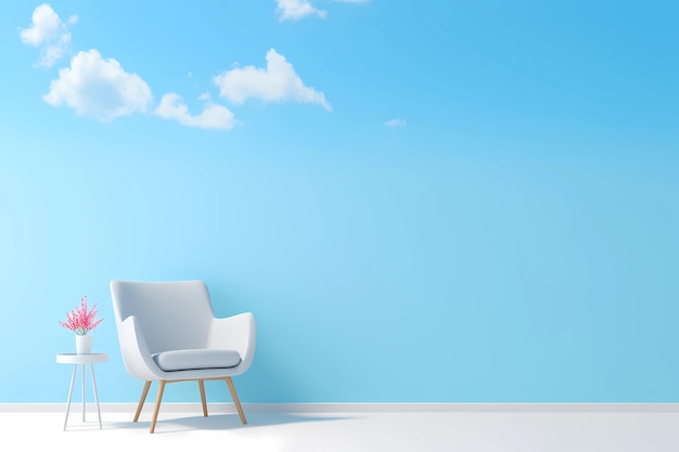 a chair in front of blue sky wallpaper