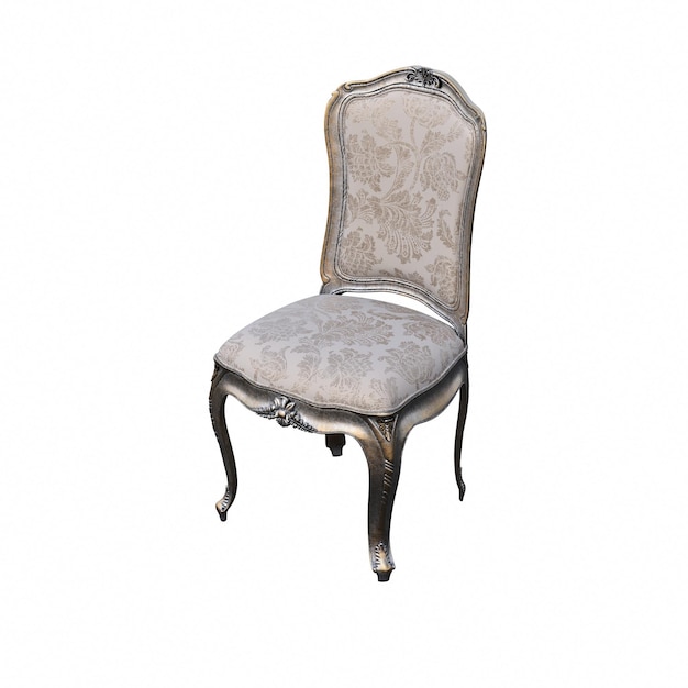 Foto sedia isolata su sfondo bianco, arredamento interno, illustrazione 3d, rendering cg