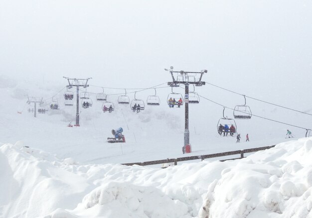 Chair lift of Pajares ski resort 