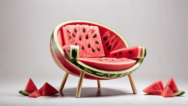 Chair made by using watermelon on white background