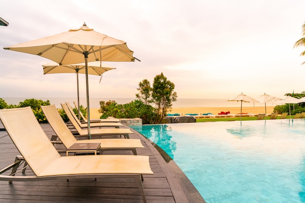 chair pool around swimming pool in hotel resort