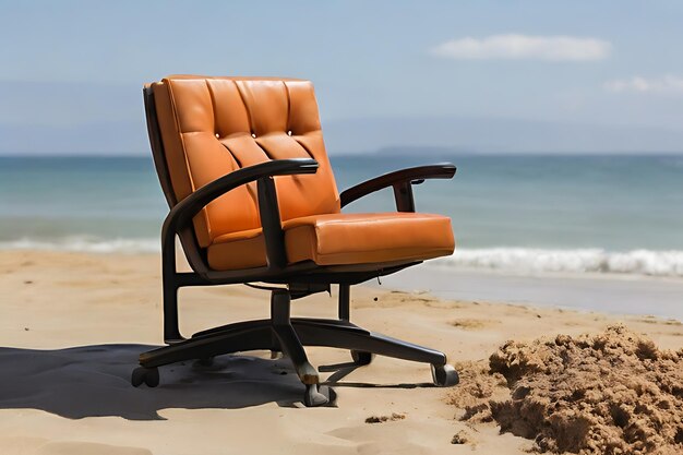 Chair on a sea beach imposing vacation on holiday relaxation from city hustle