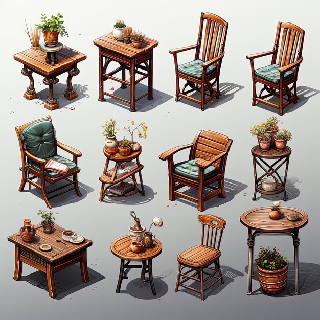 Photo chair and table game assets