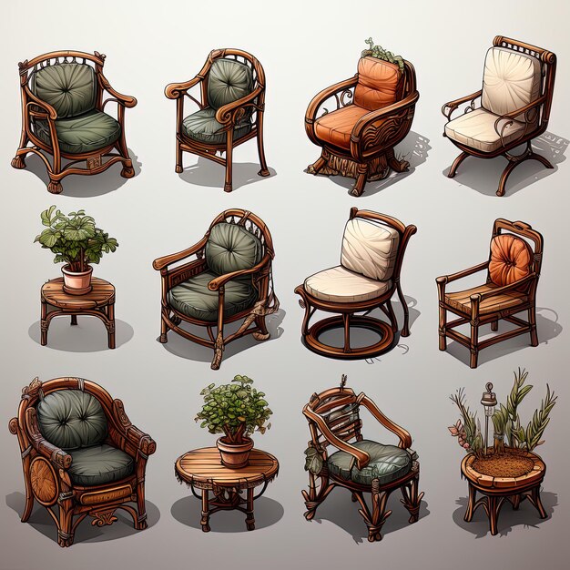 Photo chair and table game assets