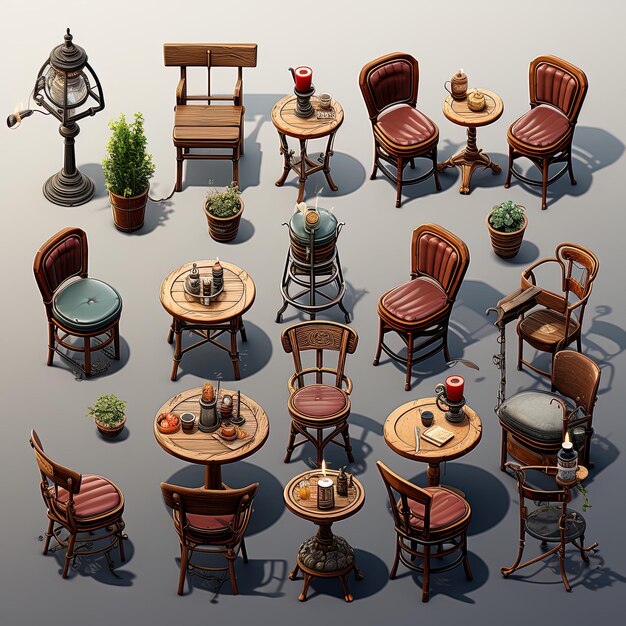 Photo chair and table game assets