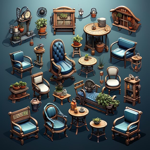 Photo chair and table game assets