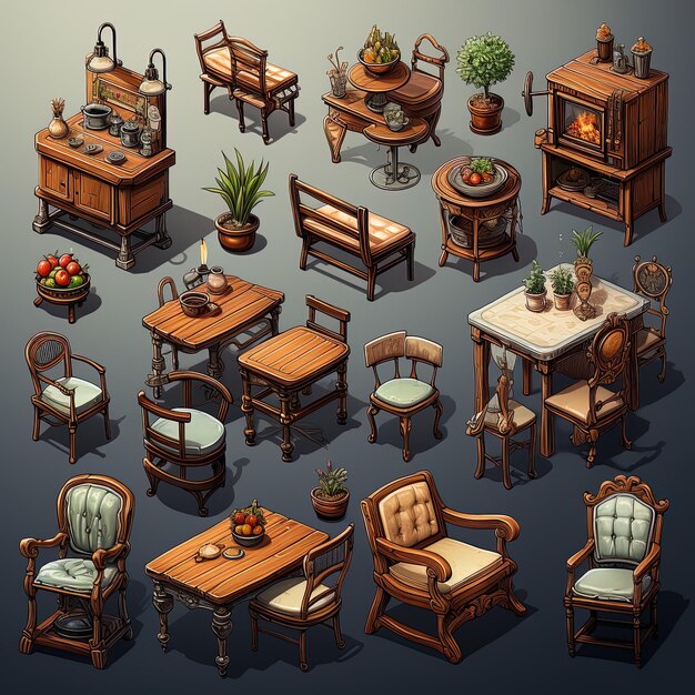 Photo chair and table game assets