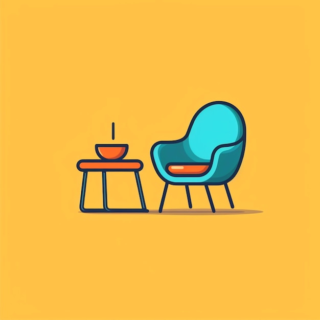 Photo chair and table logo vector flat color