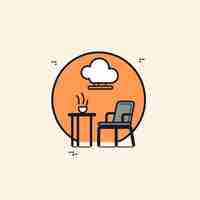 Photo chair and table logo vector flat color