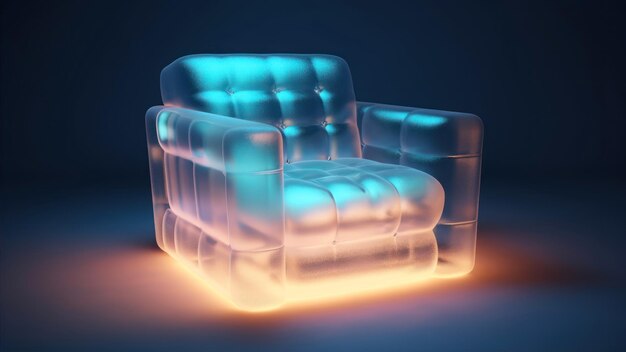 A chair that has a glowing orange light on it