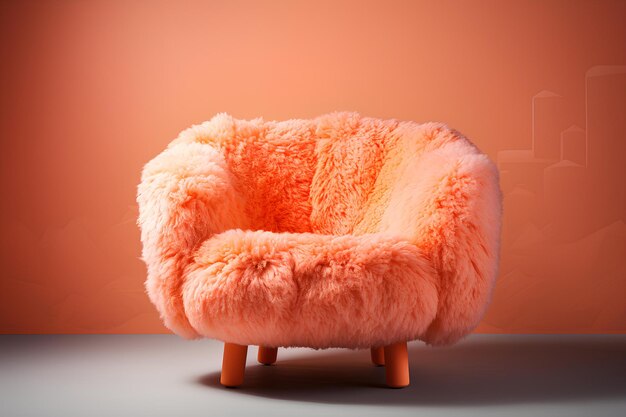 A chair that looks like fur on an orange background