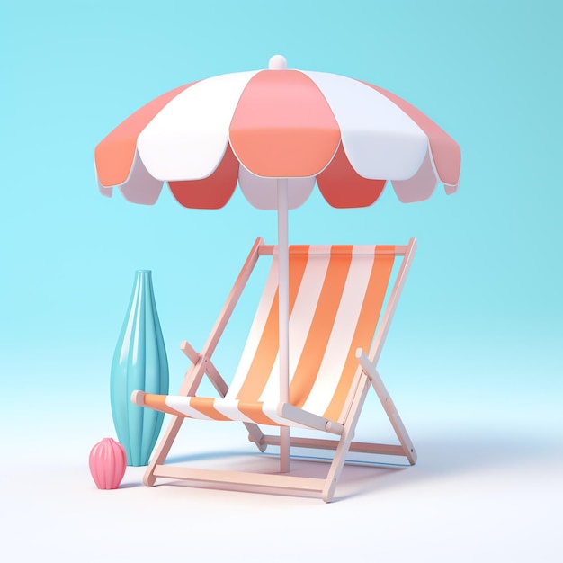 A chair and umbrella with a vase