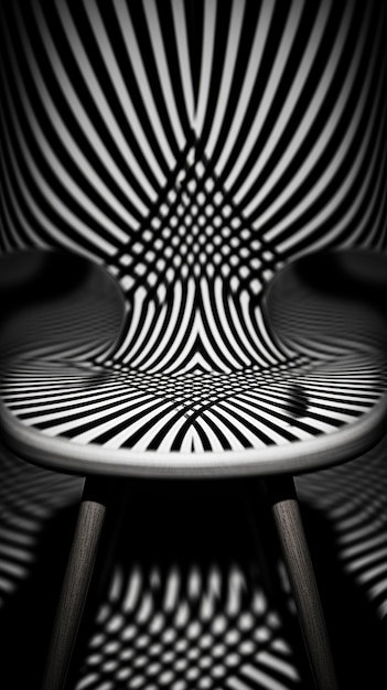 Photo a chair with a black and white design on it ai