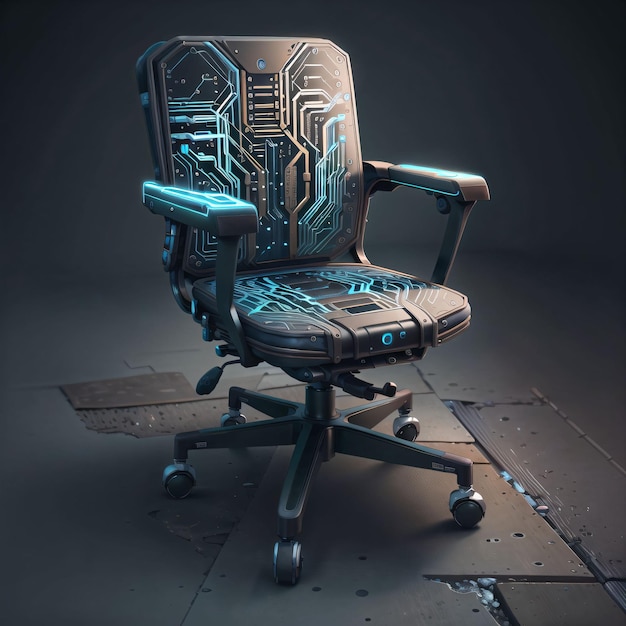 A chair with a circuit board on it
