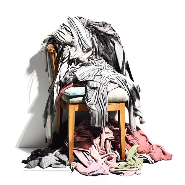 Photo a chair with a cloth on it and a pile of clothing on it.