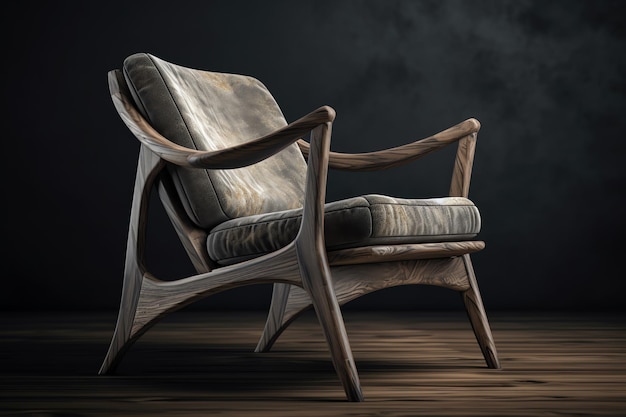 A chair with a gray fabric