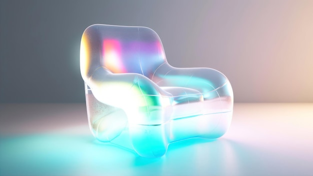 A chair with a rainbow light on it