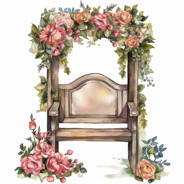 A chair with roses and roses