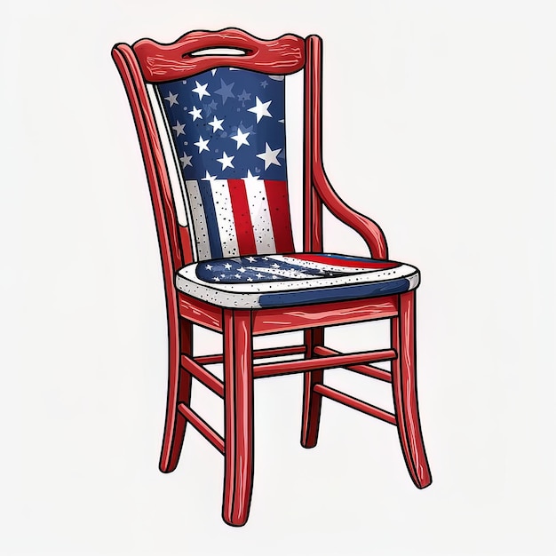 A chair with the stars and stripes on it