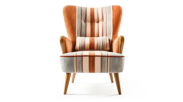 a chair with a striped back and a striped pattern on the back.