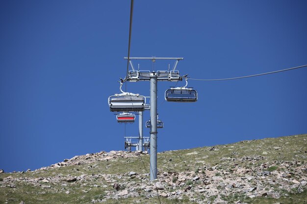 Chairlift goes up the mount Erciyes Kayseri Turkey