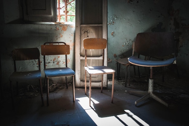 Chairs in abandoned house