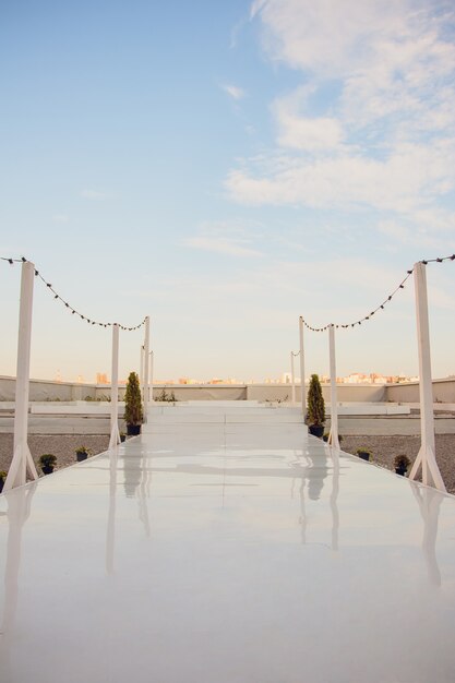 Chairs for the guest on the wedding ceremony.