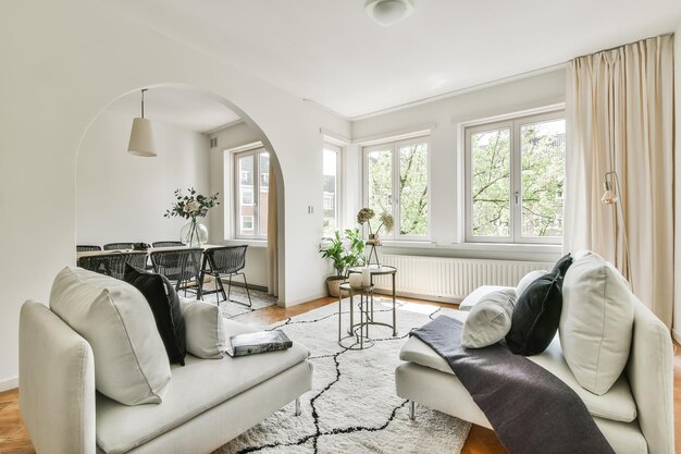 Photo chairs and table on sofa at home