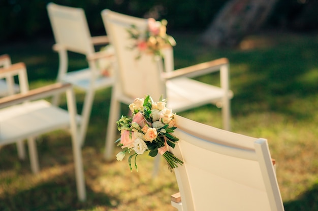 Chairs for wedding ceremony. Wedding in Montenegro