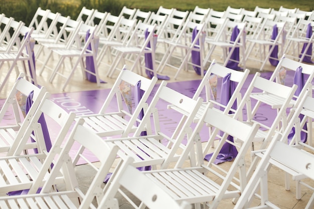 Photo chairs for wedding ceremony