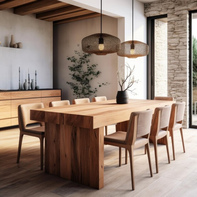 premium-photo-chairs-at-wooden-dining-table-interior-design-of-modern