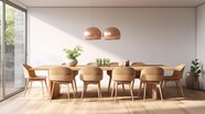 Premium AI Image Chairs At Wooden Dining Table Interior Design