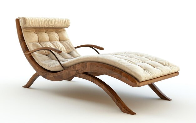 Chaise Lounge met Ottomaans op witte achtergrond