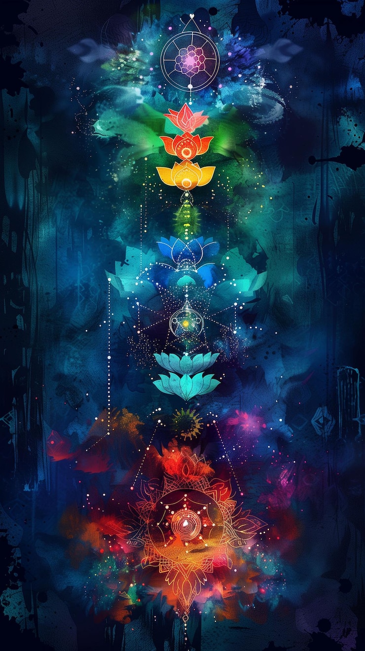Photo the chakra system for yoga seven chakras concept meditation with seven chakras