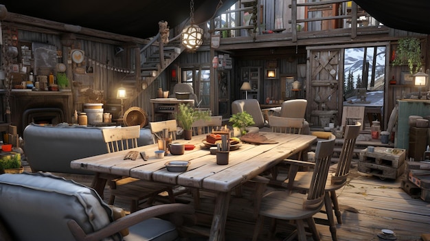 chalet interior HD wallpaper photographic image