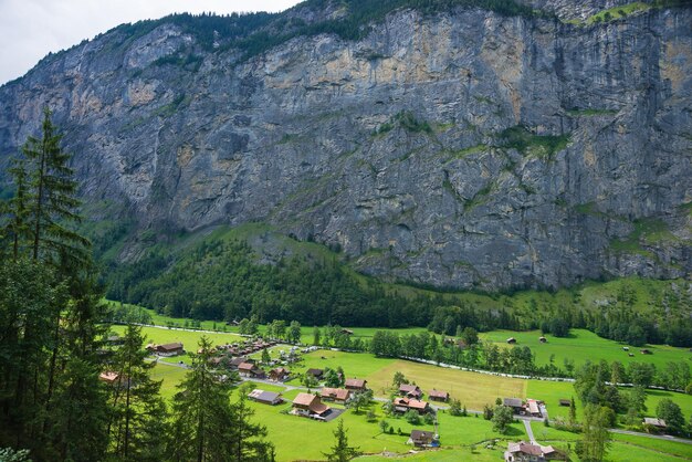 Chalet in Lauterbrunnen valley, District of Interlaken, in Bern canton in Switzerland.