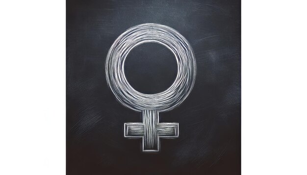 Foto simbolo femminile a gesso sulla lavagna