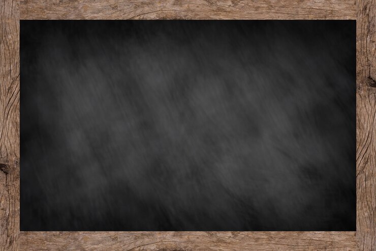 chalk board background texture with old vintage wooden frame for design element