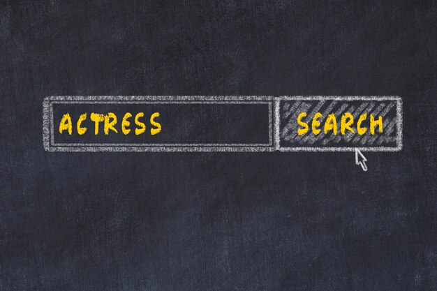 Chalk board sketch of search engine. Concept of searching for actress