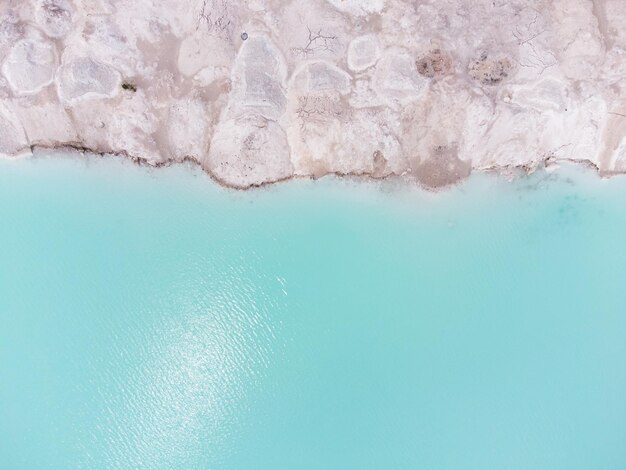 Chalk quarry with turquoise water