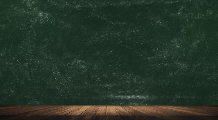 Photo chalkboard, blackboard with wooden floor .